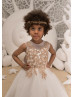 Ivory Lace Tulle Corset Back With Bow Flower Girl Dress 